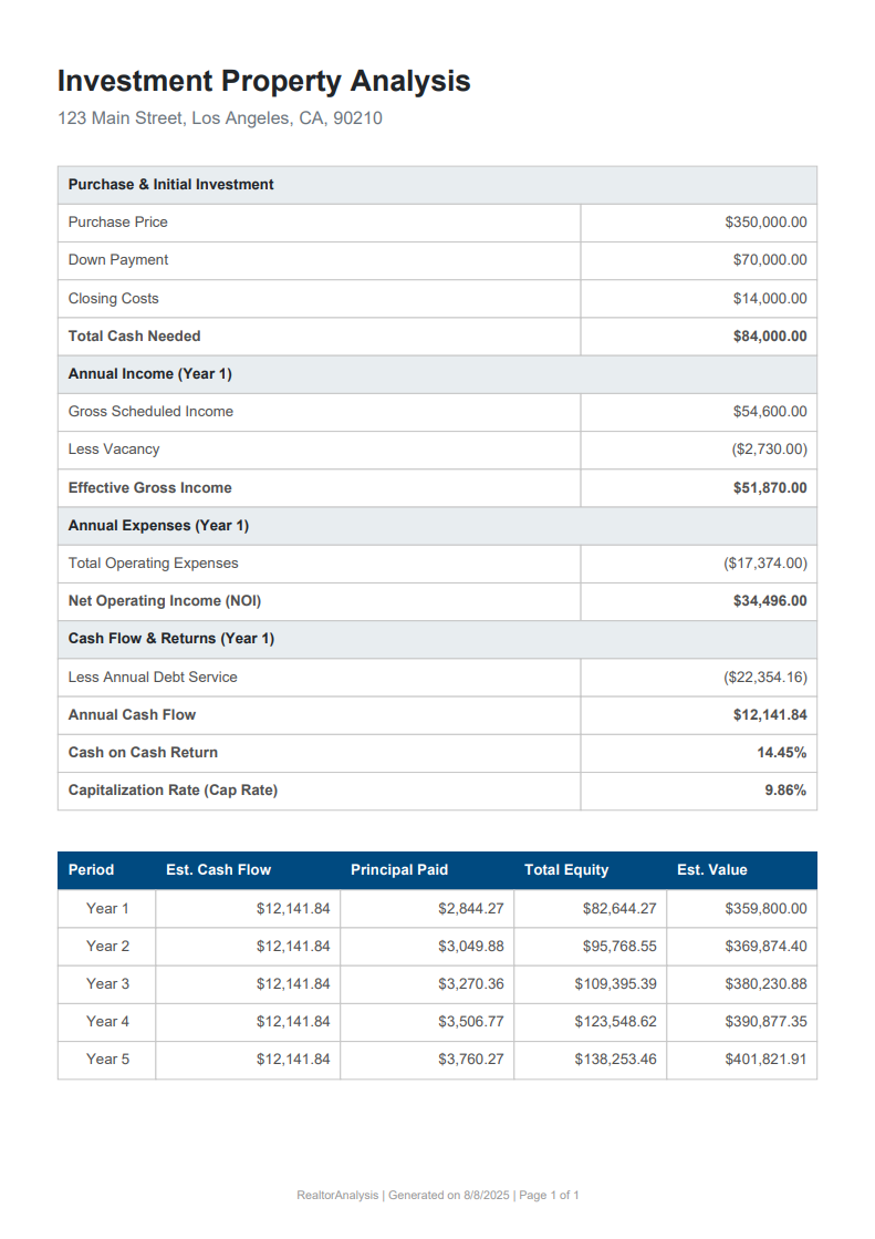 Screenshot of the RealtorAnalysis report